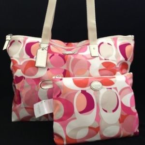 NWT Coach Multicolor tote bag with matching smaller bag.